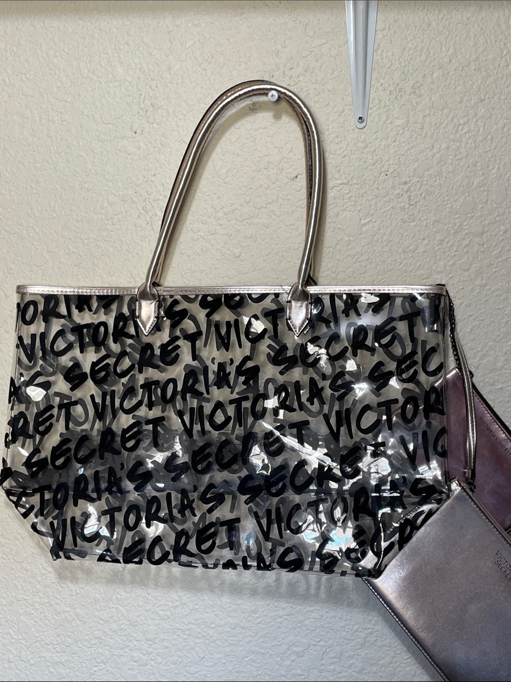 Victoria's Secret Transparent Bag With 2 Small Bags. Good Condition.